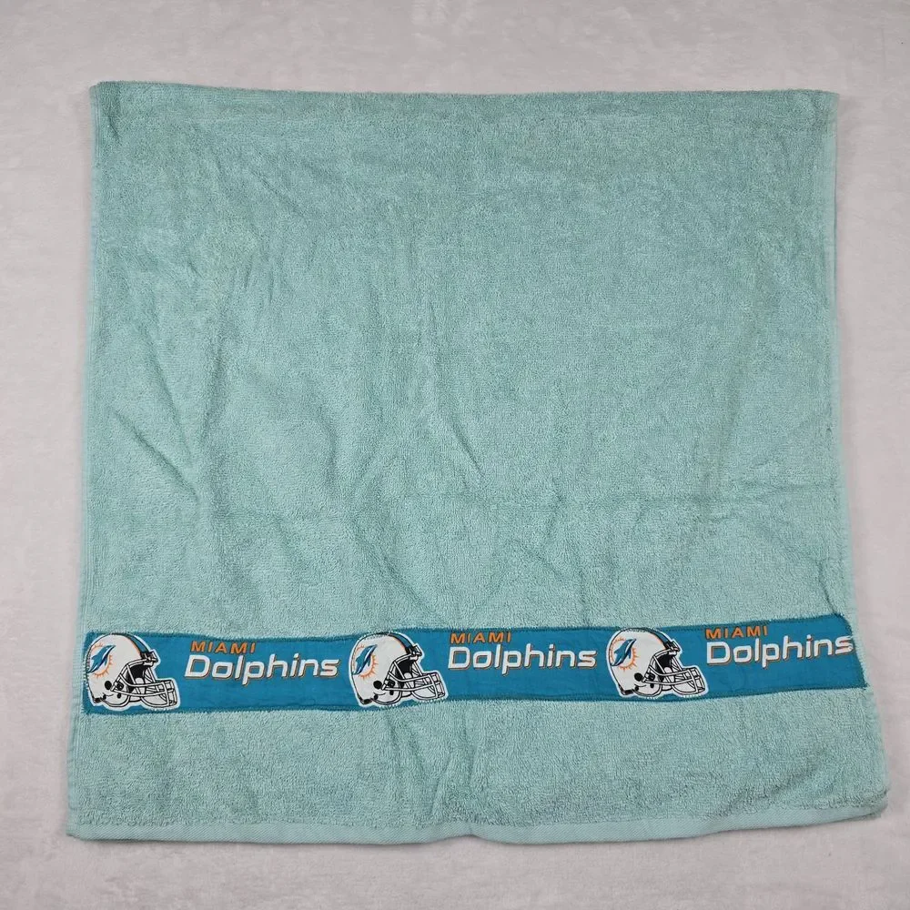 Vintage NFL Miami‎ Dolphins Cotton Bath Towel 25x50 Inches Teal Logo